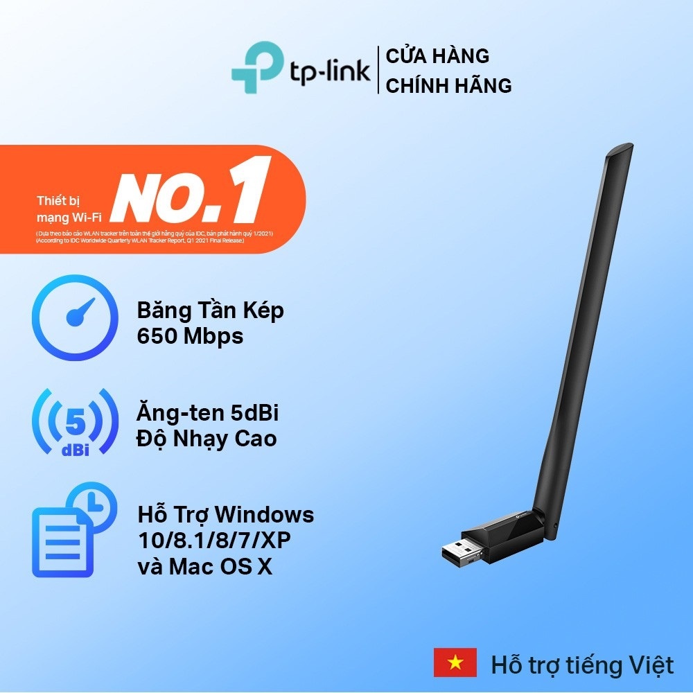TPLink Archer T2U Plus Dual Band AC 600Mbps USB WiFi Receiver - 2 ปี (T2U Nano AC600)
