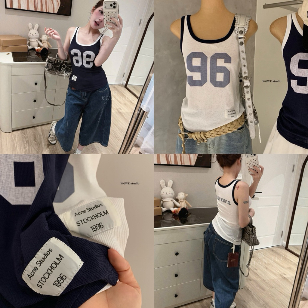NHY.studio /WGWE/ เสื้อกล้ามยางยืดพิมพ์ลายเบอร์ 8898