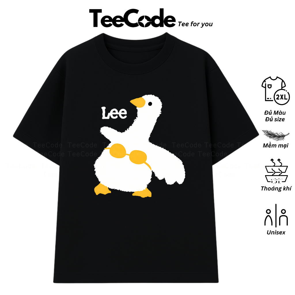 Lee ตลกเป็ดสีขาวลงพิมพ์เสื้อยืดหลวม Format ผู้ชายผู้หญิง Unisex แบรนด์ท้องถิ่น Teecode