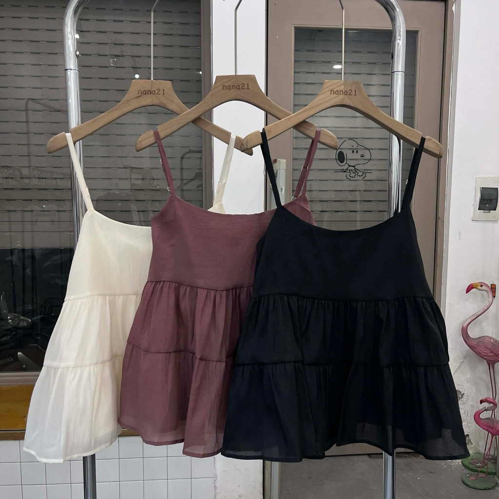 Babydoll เสื้อกล้ามผ้าไหมย่น A5587 Nana21 Nanastore21 Womens