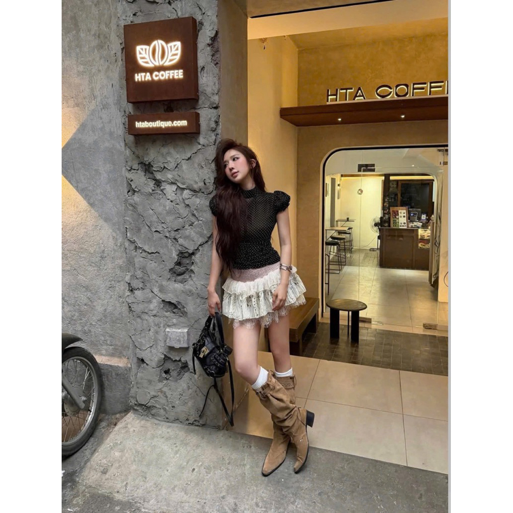 •Kingshopbeauty•BER เสื้อชีฟองลายจุด