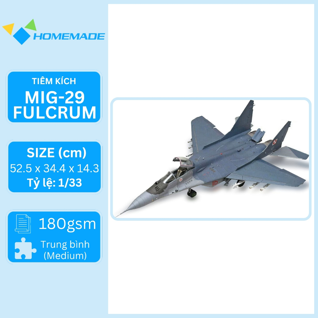 MiG-29 Fulcrum Fighter Paper Model Kit