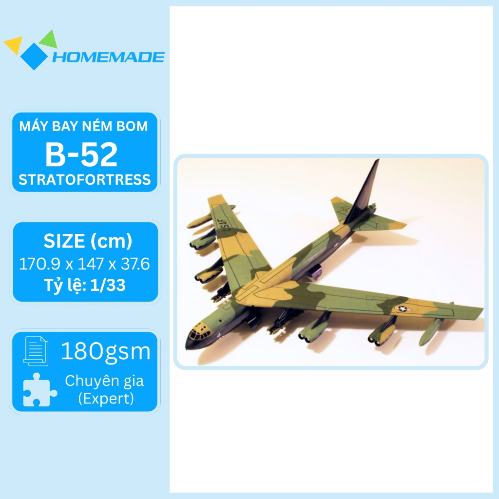 B-52 Stratofortress Bomber Paper Model Kit