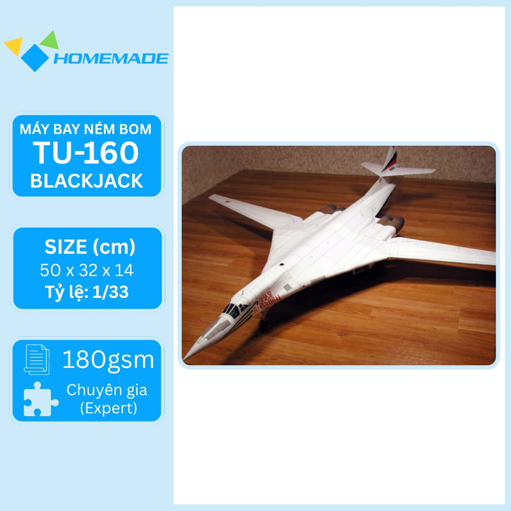 Tuopv Tu-160 Blackjack Bomber Paper Model Kit