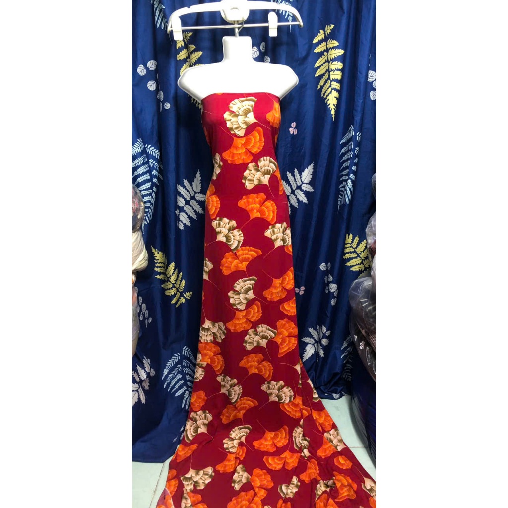 C921 - ผ้าไหมมะม่วงฝรั่งเศสดอกใหญ่ (2m x 1.5m) ยืด
