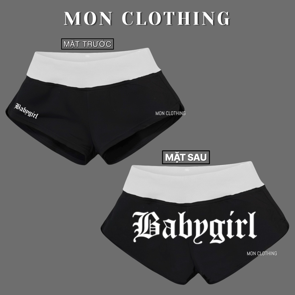SUPER SHORT BLACK PANTS WITH WHITE BELT Y2K [PRINT ON 2 SIDES] - BY MON CLOTHING
