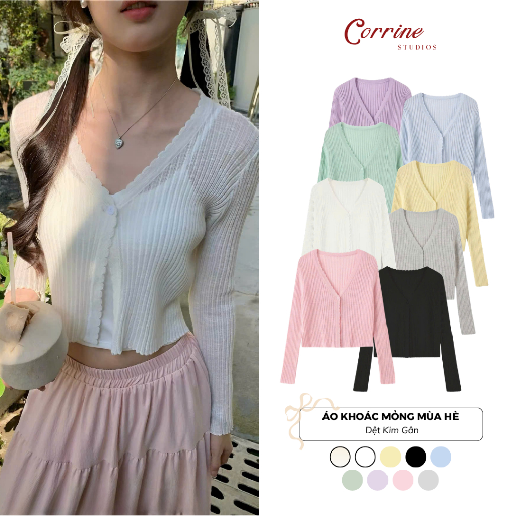Corriine ผู้หญิงขนสัตว์ชายหาดเสื้อสเวตเตอร์ถักบางแจ็คเก็ต V คอ Ribbed ปุ่มรูปแบบน้ําหนักเบา Slim Lig