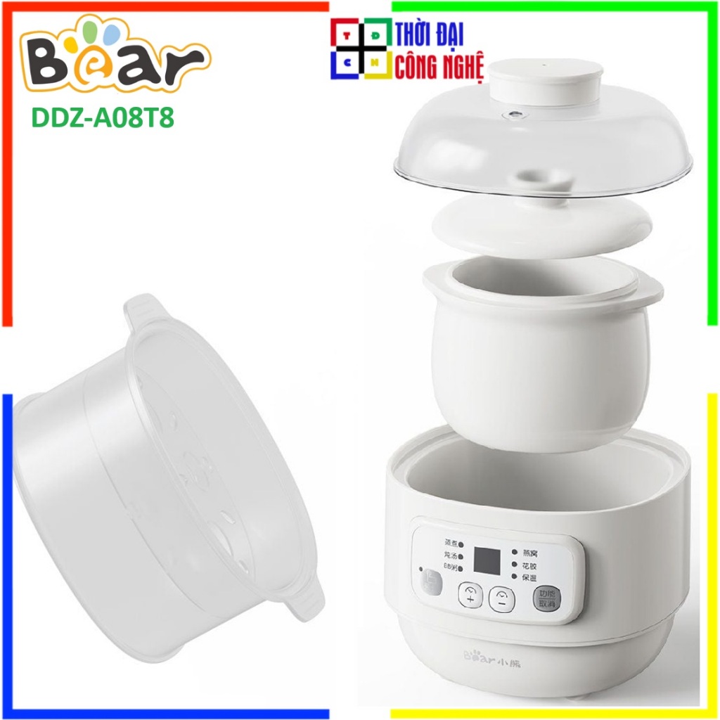 Bear 0.8L หม้อหุงช้า DDZ-A08T8 - หม้อกันน้ําอเนกประสงค์สําหรับโจ๊กสตูว์และรังนกสําหรับทารกหย่านม - ข