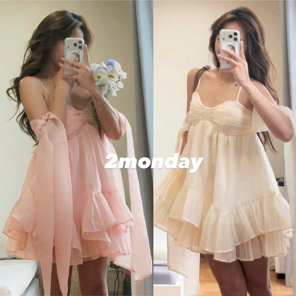 [AVAILABLE/ WITH PADDING] SUPER BEAUTIFUL BABYDOLL DRESS เปิดหลัง, ผูกแขนด้วยโบว์สําหรับ BEACH 2MONDAY V67 – โปรปัง