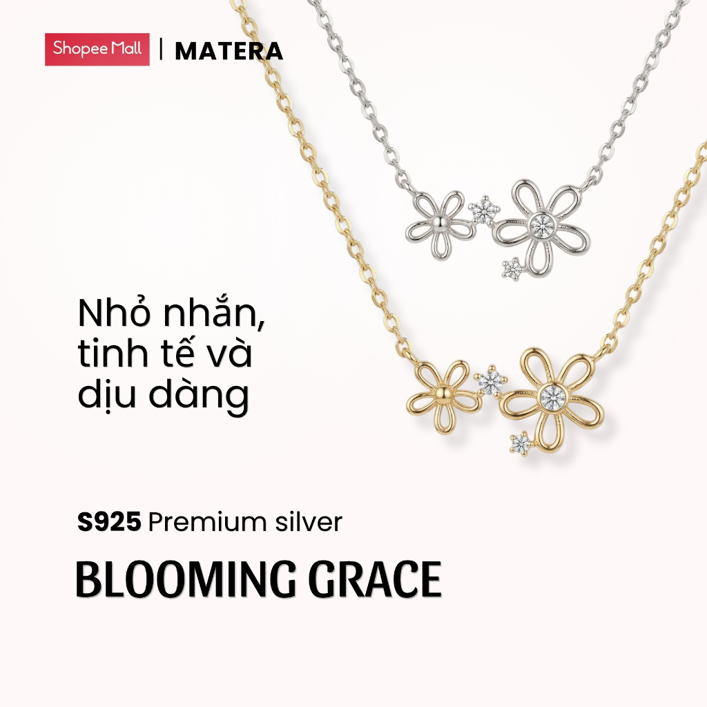 [มาใหม่] สร้อยคอเงิน Blooming Grace MATERA S925 พร้อมดีไซน์ดอกไม้แอปริคอทคู่ที่ละเอียดอ่อน MDC86