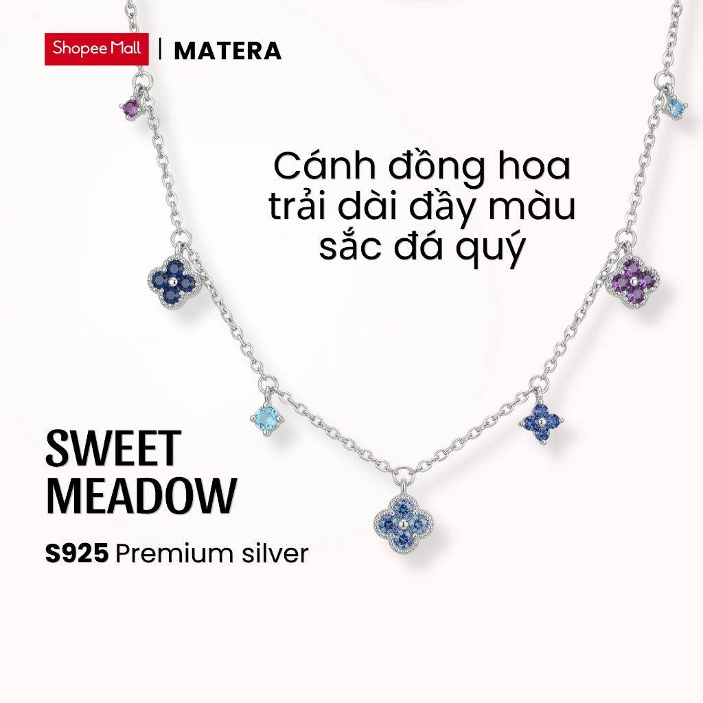 [New Arrival] สร้อยคอเงิน Sweet Meadow MATERA S925 โซ่โคลเวอร์สี่ใบสีสันสดใสหวาน MDC88