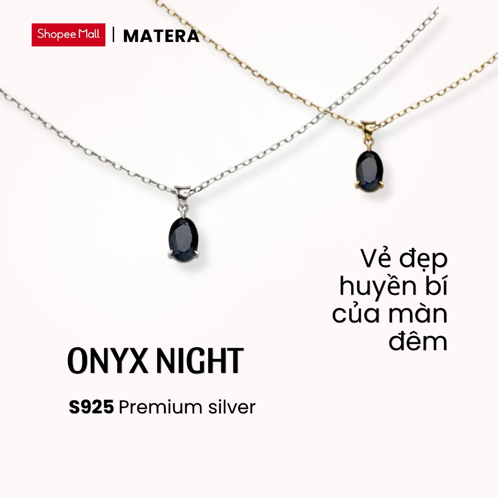 [มาใหม่] Onyx Night MATERA S925 สร้อยคอเงินหินหลักอาเกตสีดําคุณภาพสูง MDC92