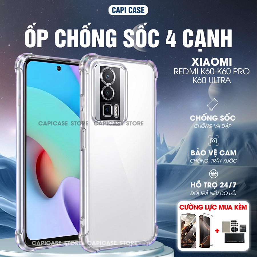 Redmi K60 / K60 Pro / K60 เคสยืดหยุ่นพิเศษพร้อมกันกระแทก 4 ด้าน ป้องกันกล้อง วัสดุซิลิโคน | CAPICASE