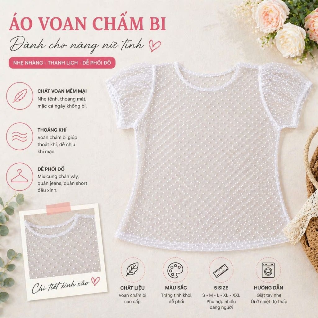 เสื้อแขนพองลายจุดซีทรู(ไม่มีเสื้อตัวใน)