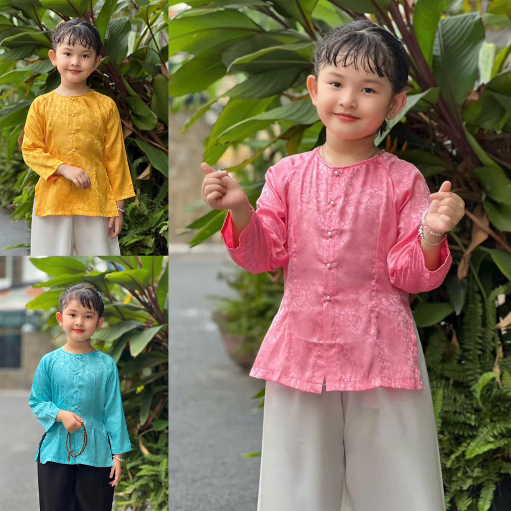 เสื้อ Ba Ba Baby Girl แบบดั้งเดิม (ไม่มีกางเกง) ของแท้ วัสดุโบรเคดสุดเท่ Size 5-45kg