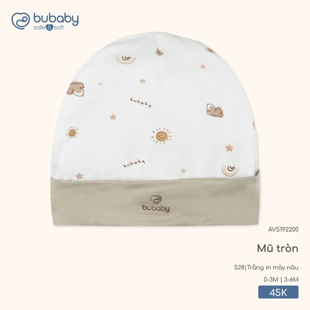 หมวกทรงกลมทารกแรกเกิดสําหรับเด็กชายและเด็กหญิง ทุกสี ลาย Bubaby Binh Duong