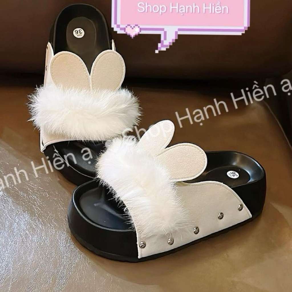 รองเท้าแตะผู้หญิงสายหอยทาก Shop Hanh Hien K95 ทรงหูกระต่าย พื้นสูง 3cm น้ําหนักเบา หนังนิ่ม ใส่สบาย 