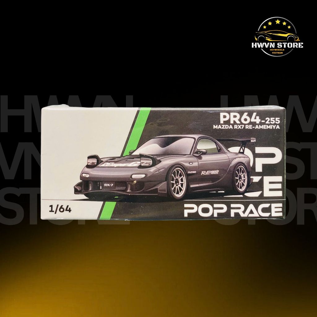 Poprace Mazda RX7 RE-AMEMIYA รถโมเดล สีเทา (PR640255-กล่อง)