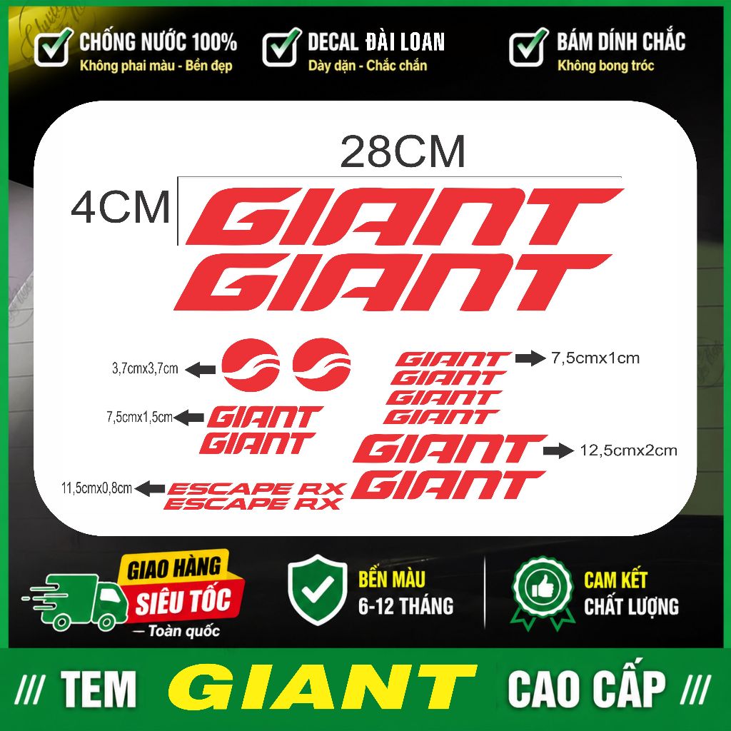 GIANT DOMESTIC สติ๊กเกอร์จักรยานคุณภาพสูงญี่ปุ่น - TAIWAN DECAL, DURABLE, BEAUTIFUL, กันน้ํา