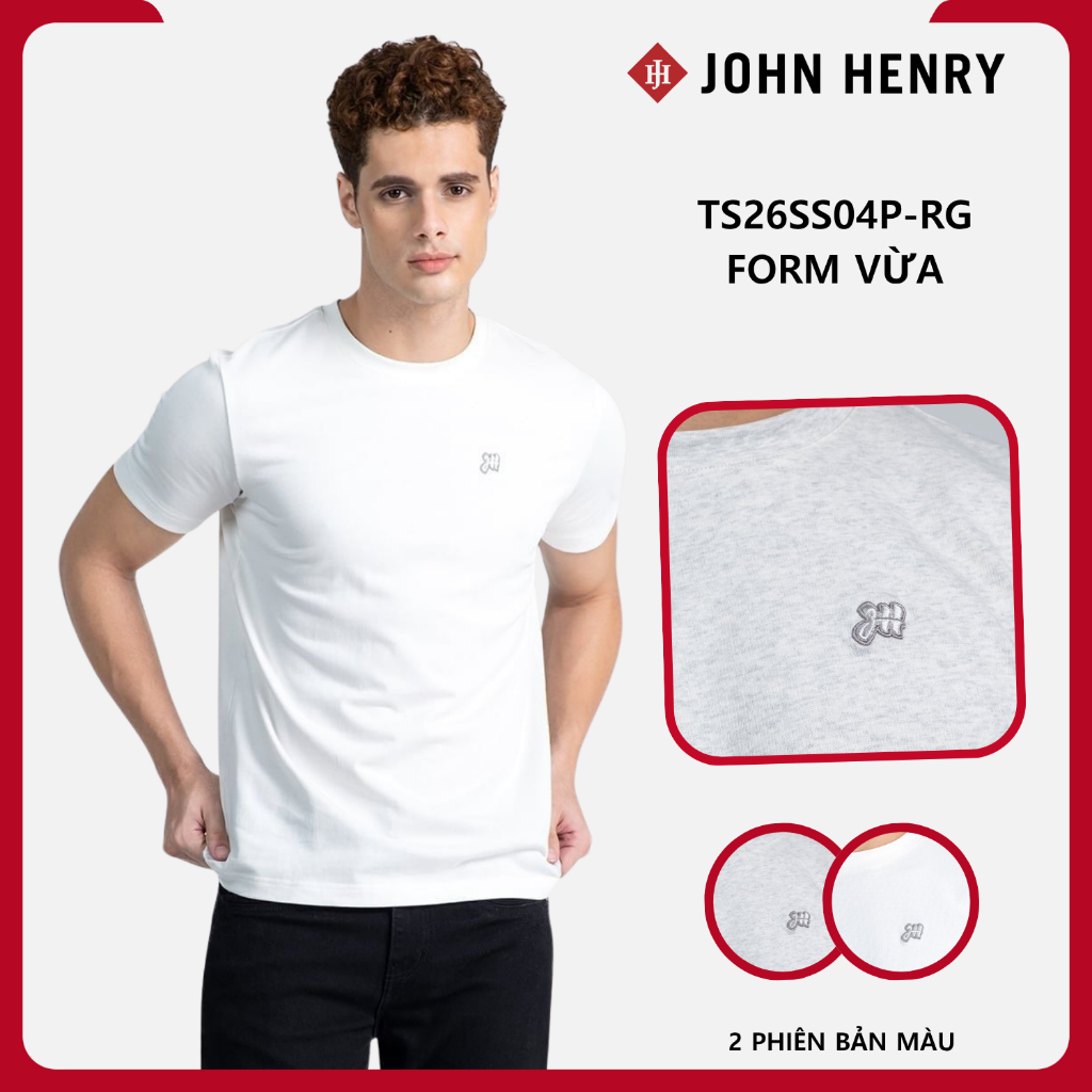 JOHN HENRY เสื้อยืดผู้ชาย TS26SS04P-RG Medium Form 100% Cotton Cool Dynamic Style
