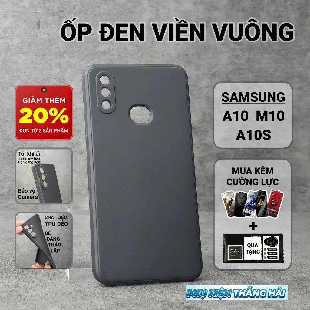 เคส Samsung A10s, A10, A01 PKTH เคสสีดําล้วน | เคสโทรศัพท์แบบยืดหยุ่น SS galaxy ปกป้องกล้องโทรศัพท์ 