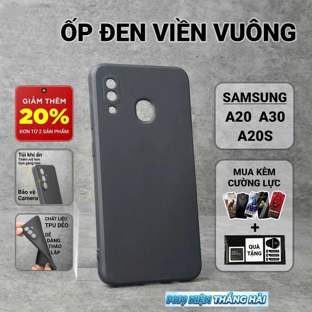 เคส Samsung A30, A20, A20s PKTH เคสสีดําล้วน | เคสโทรศัพท์แบบยืดหยุ่น SS galaxy ปกป้องกล้องโทรศัพท์ 
