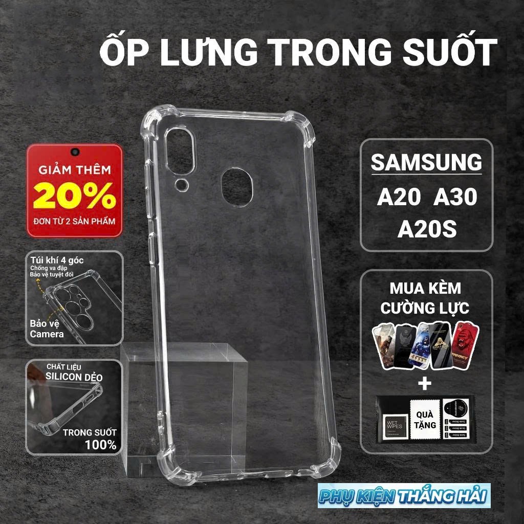 เคส Samsung A30, A20, A20s PKTH เคสใสเรียบ | เคสโทรศัพท์แบบยืดหยุ่น SS galaxy ปกป้องกล้องโทรศัพท์ Sa