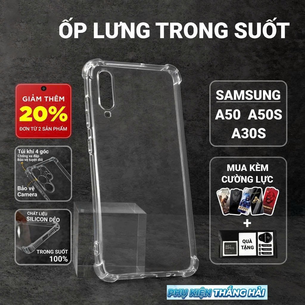 เคส Samsung A50, A50s, A30s PKTH เคสใสเรียบ | เคสโทรศัพท์แบบยืดหยุ่น SS galaxy ปกป้องกล้องโทรศัพท์ S