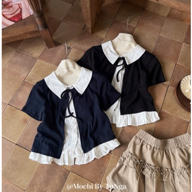 เสื้อคอปกโบว์มีสไตล์ QCL1 MS17823