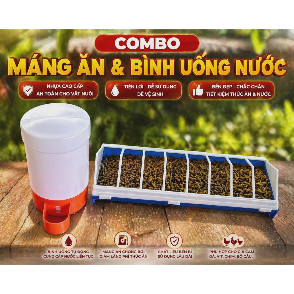 Combo Feeder + Rutin Chicken ขวดน้ําอัตโนมัติทําจาก PVC คุณภาพสูง, ขวดน้ํา + Anti-Tipping Feeder สํา