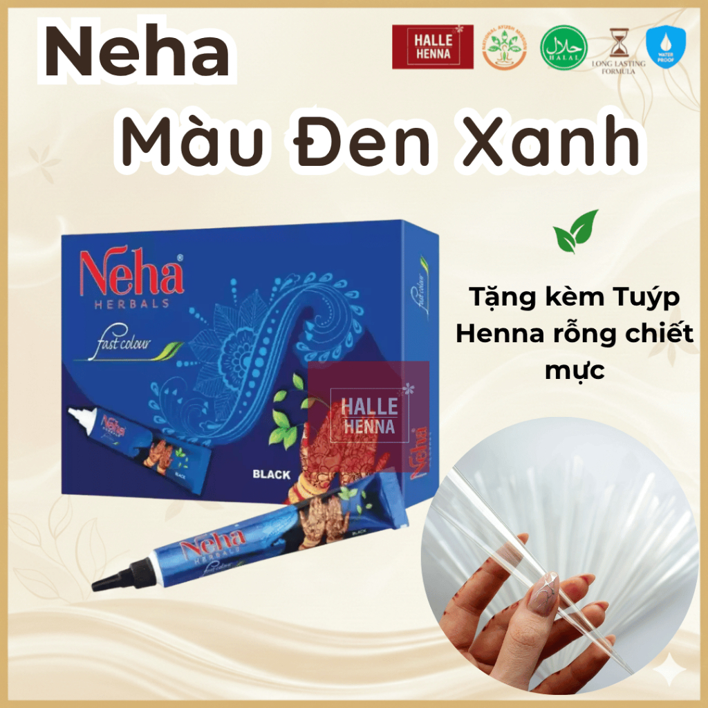 Neha Fast Henna Black Mehandi Cones - Indian Henna สีสวย รอยสักชั่วคราว ปลอดภัยสําหรับผิว