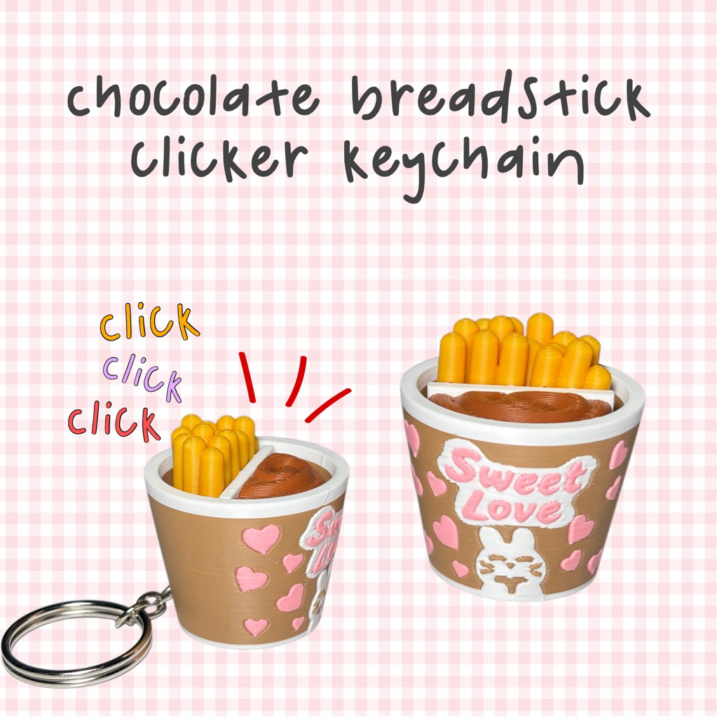 3D PRINTED KEYCHAIN/ CHOCOLATE CAKE MODEL FIDGET CLICKER – SUPER CUTE, EXTREMELY CLICK