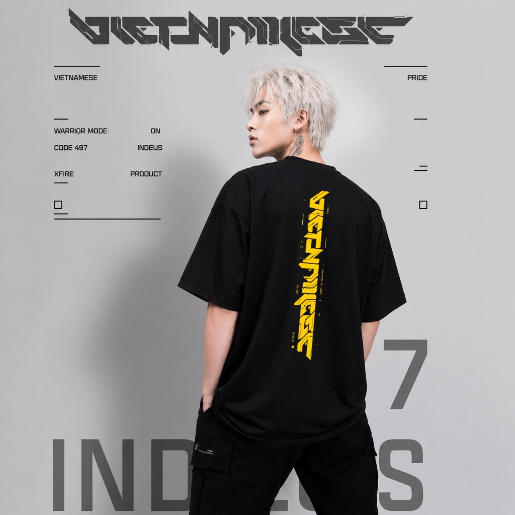 เสื้อยืดโหมดนักรบเวียดนาม By Xfire Vietnam Form Oversize ผ้าฝ้าย 100% Unisex Cyberpunk