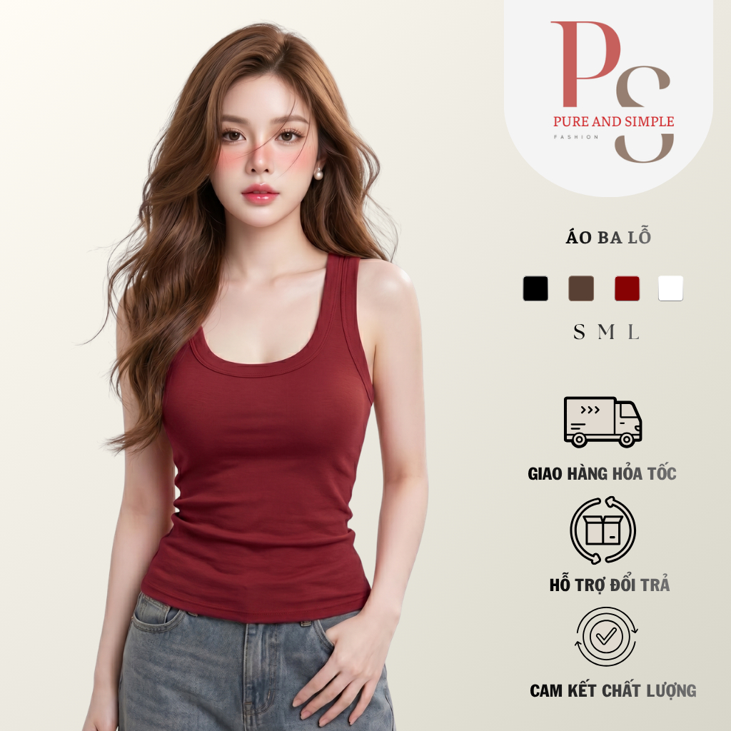 PS Fashion PSA10 เสื้อกล้ามผู้หญิง เสื้อยืด 2 สายผู้หญิงคอ U ขนาดใหญ่ วัสดุยืดหยุ่นนุ่ม ยืดตามตัว พื