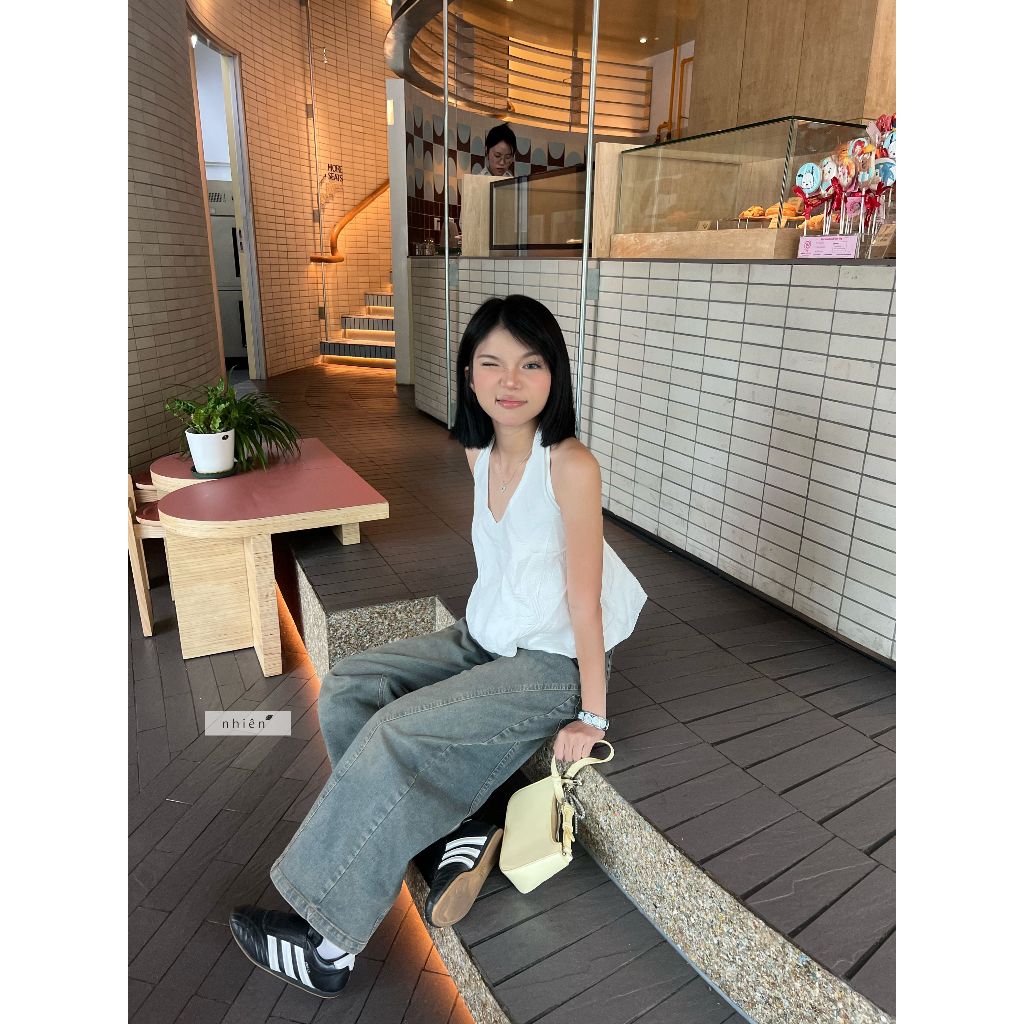 Oravis Jeans - กางเกงยีนส์ขากว้างทรงหลวมผู้หญิง nhien.official NQJ00001