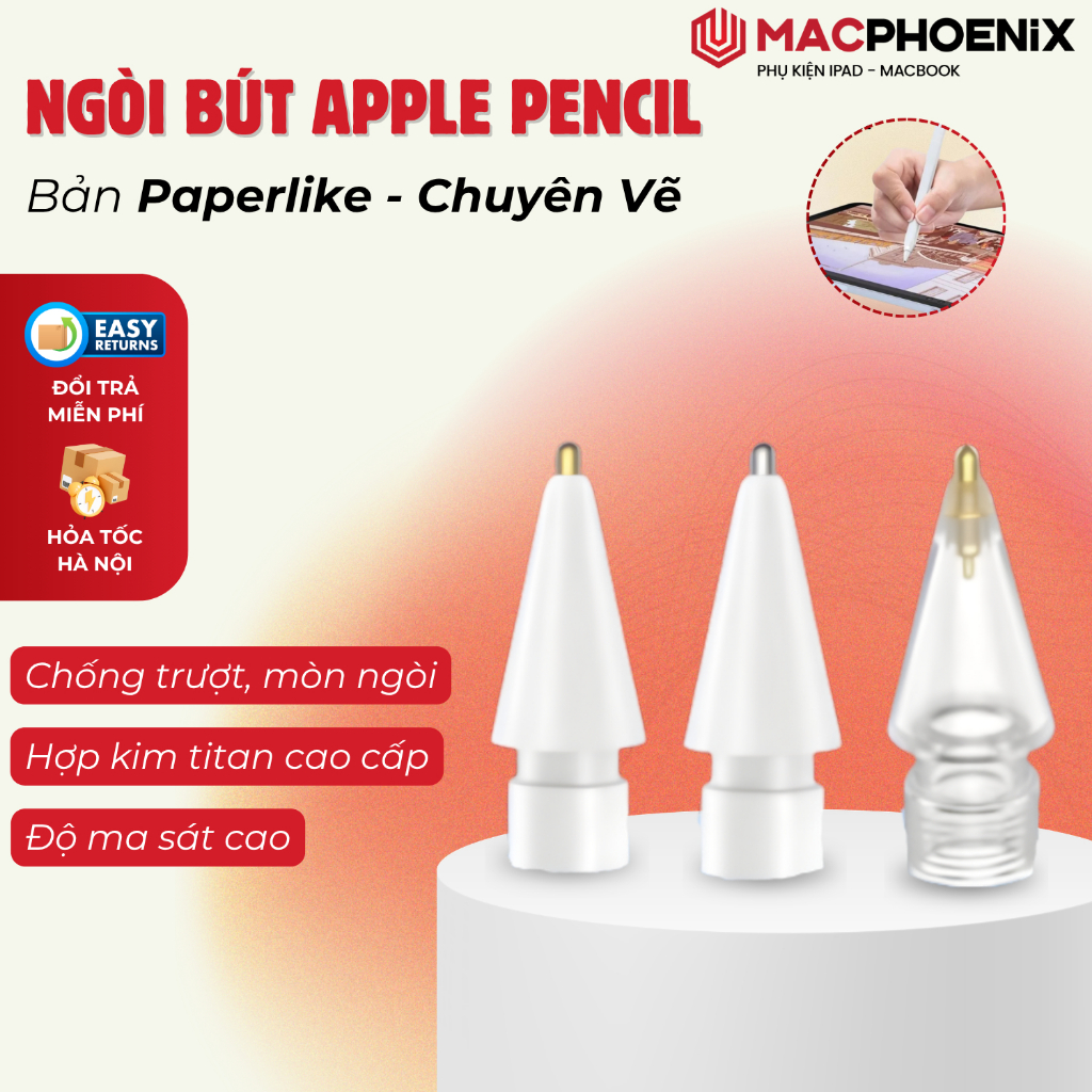 Apple Pencil Pencil Pencil Pro Metal Nib, Stylus Pencil Nib เฉพาะการวาดภาพ Paperlike Macphoenix A01