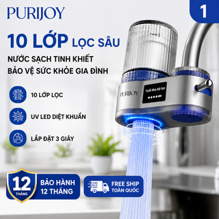 Bộ lọc nước tại vòi PURIJOY 10 lớp lọc khử clo sạch cặn lắp nhanh dùng cho vòi rửa chén nhà bếp