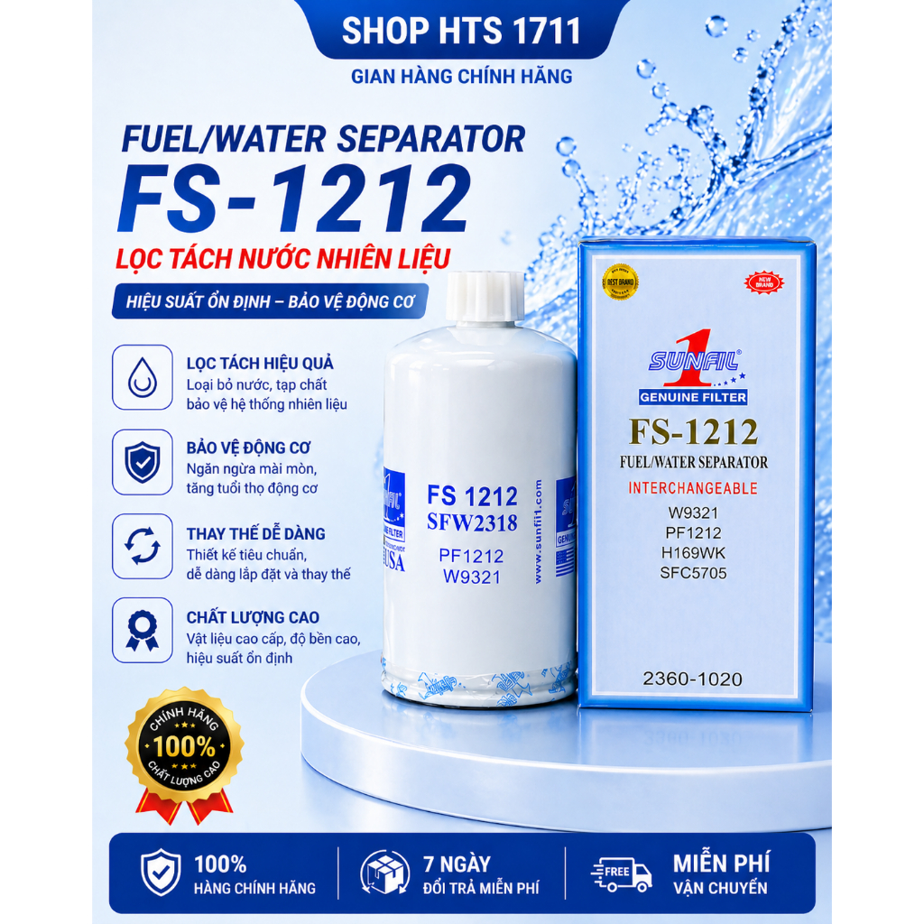 กรองน้ํามันเครื่อง FS 1212 SFC-5705 SFW-2318 Sunfil 1 สําหรับ Cummins Hino Hitachi Yanmar Mitsushibi