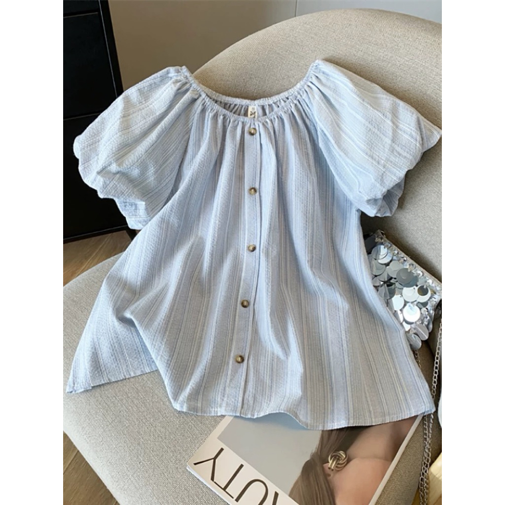 เสื้อลายโบรเคดปลายแขนพอง