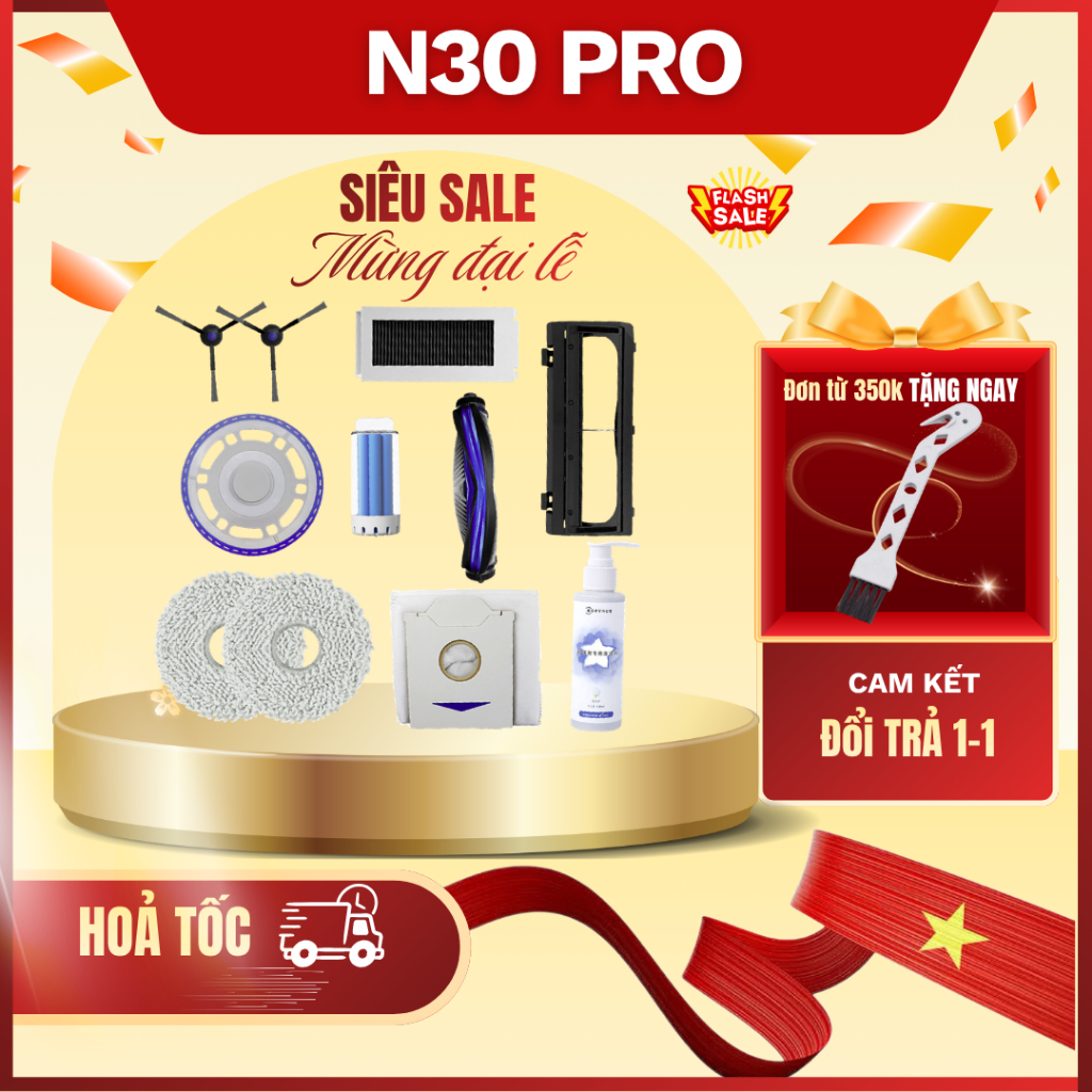 Deebot N30 Pro Omni - N30 Pro Omni อุปกรณ์เครื่องดูดฝุ่นหุ่นยนต์ - ผ้าทําความสะอาด - ถุงขยะ - กรองฝุ