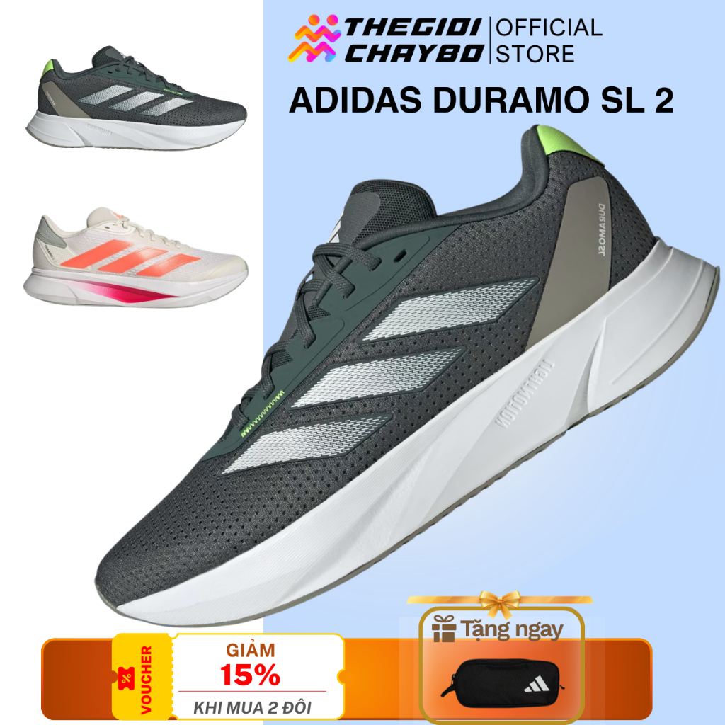 รองเท้าวิ่งผู้ชาย ADIDAS Duramo SL 2 - รองเท้ากีฬากันกระแทก Adidas Lightmotion น้ําหนักเบาเป็นพิเศษ 