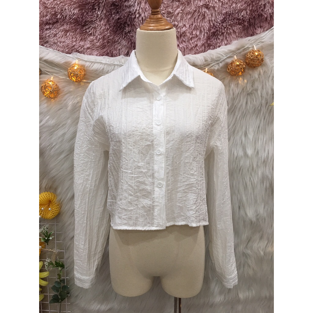 (A86)Hafn Quoc 2hand Long Sleeve Crochet Shirt - Size M