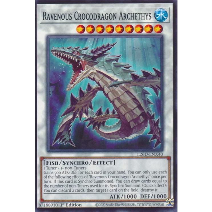 การ์ด Yugioh รหัส L26D-ENX40 - Ravenous Crocodragon Archethys - Synchro Monster - ทั่วไป