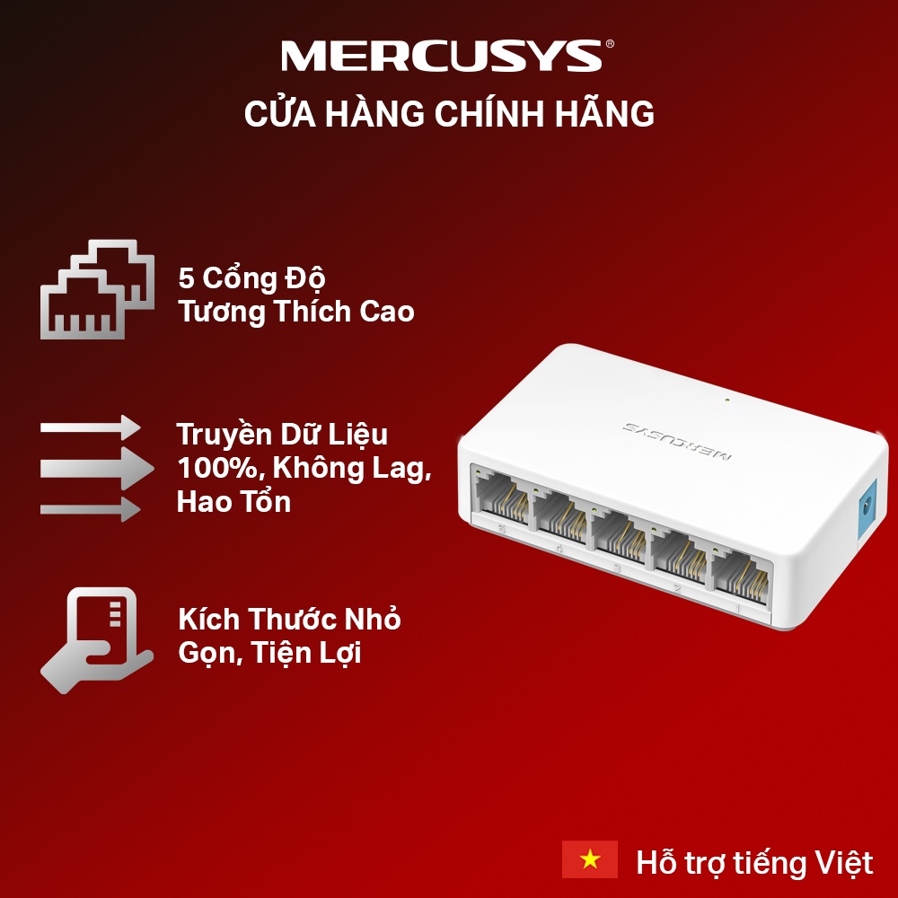 [สวิตช์ 5 พอร์ต] Mercusys MS105/MS108/MS105G/MS108G | สวิตช์พอร์ต 10/100/1000Mbps ขนาดกะทัดรัด Plug 