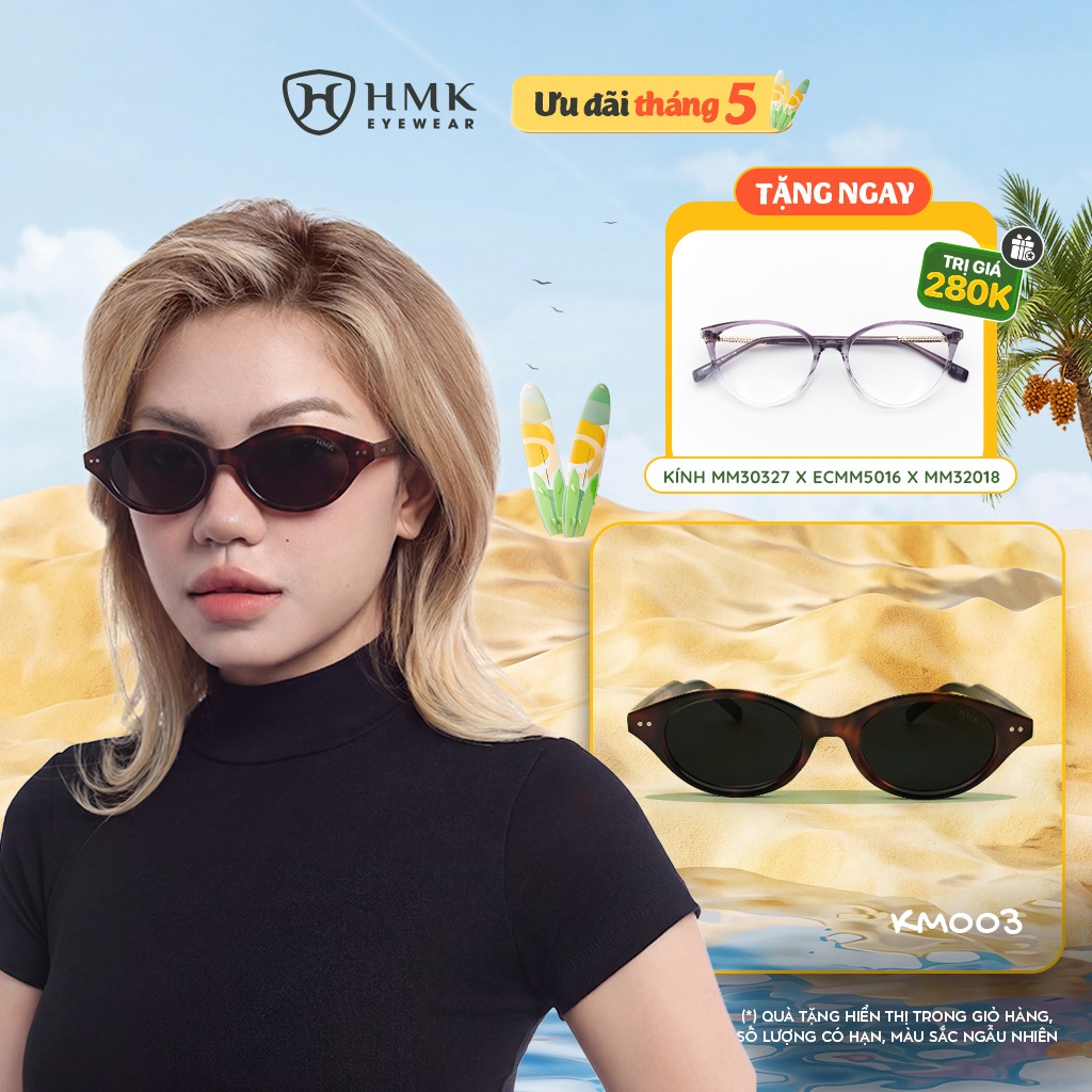 2YK แฟชั่น HMK แว่นตาแว่นตากันแดดอินเทรนด์รูปไข่ขนาดเล็กสวมใส่บุคลิกภาพ UV ป้องกัน - KM003