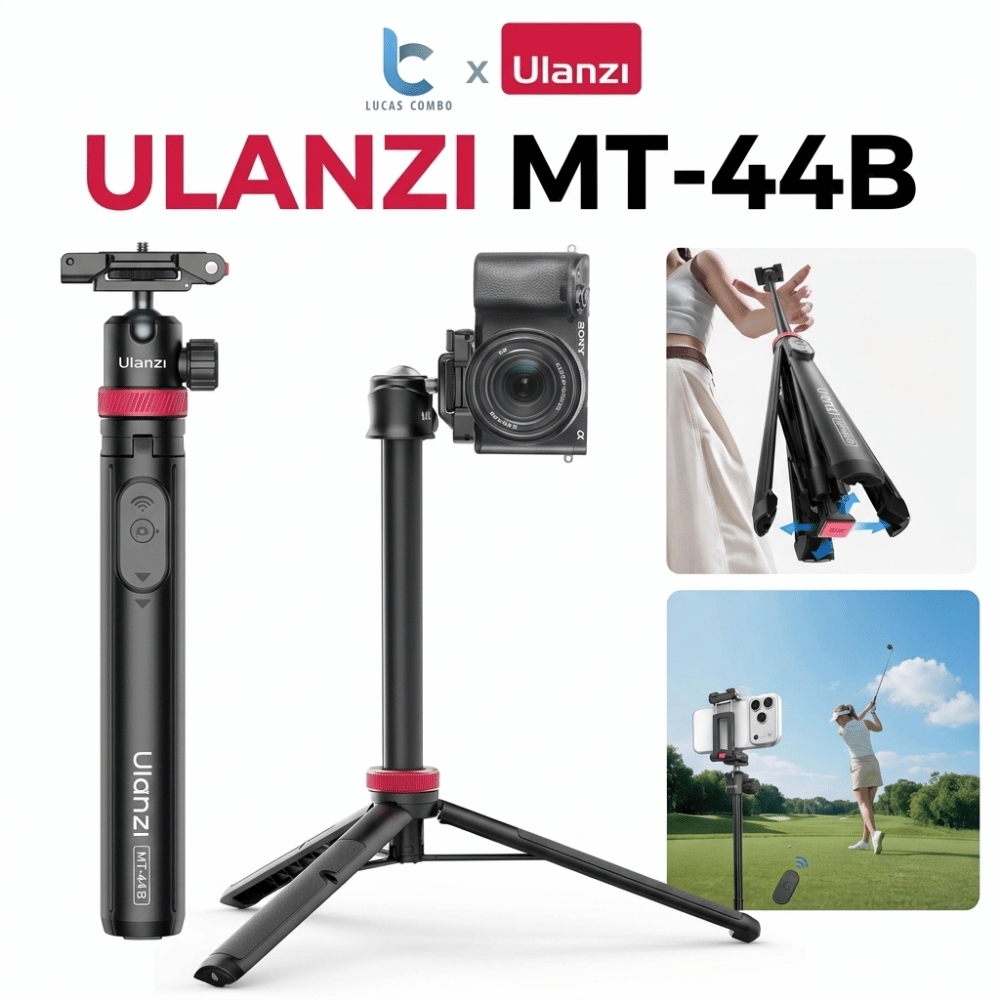 ขาตั้งกล้อง Ulanzi MT-44B ขาตั้งกล้องและไม้เซลฟี่พร้อมรีโมทแบบบูรณาการขาตั้งเปิดอัตโนมัติ
