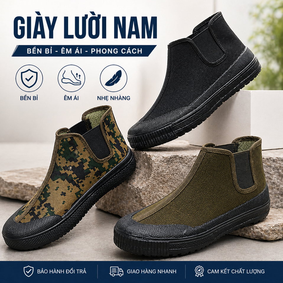 รองเท้าโลฟเฟอร์ผ้าใบคอปกสูงสําหรับผู้ชายสไตล์ทหารพื้นรองเท้ายางกันลื่นที่สะดวกสุด ก115-112-104