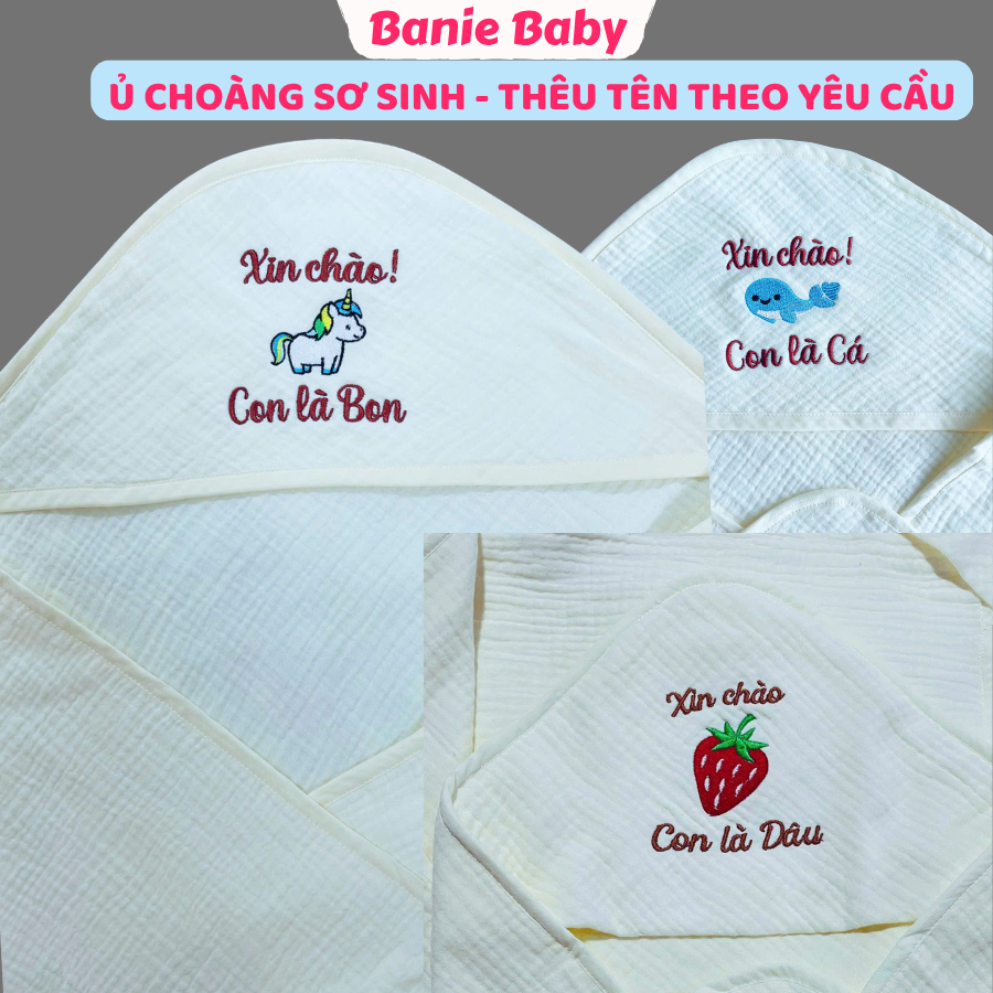 ( EMBROIDERED NAME) Muslin Bucket Coat ปักชื่อสําหรับทารกแรกเกิดปักชื่อได้ตามต้องการ Muslin Bucket C