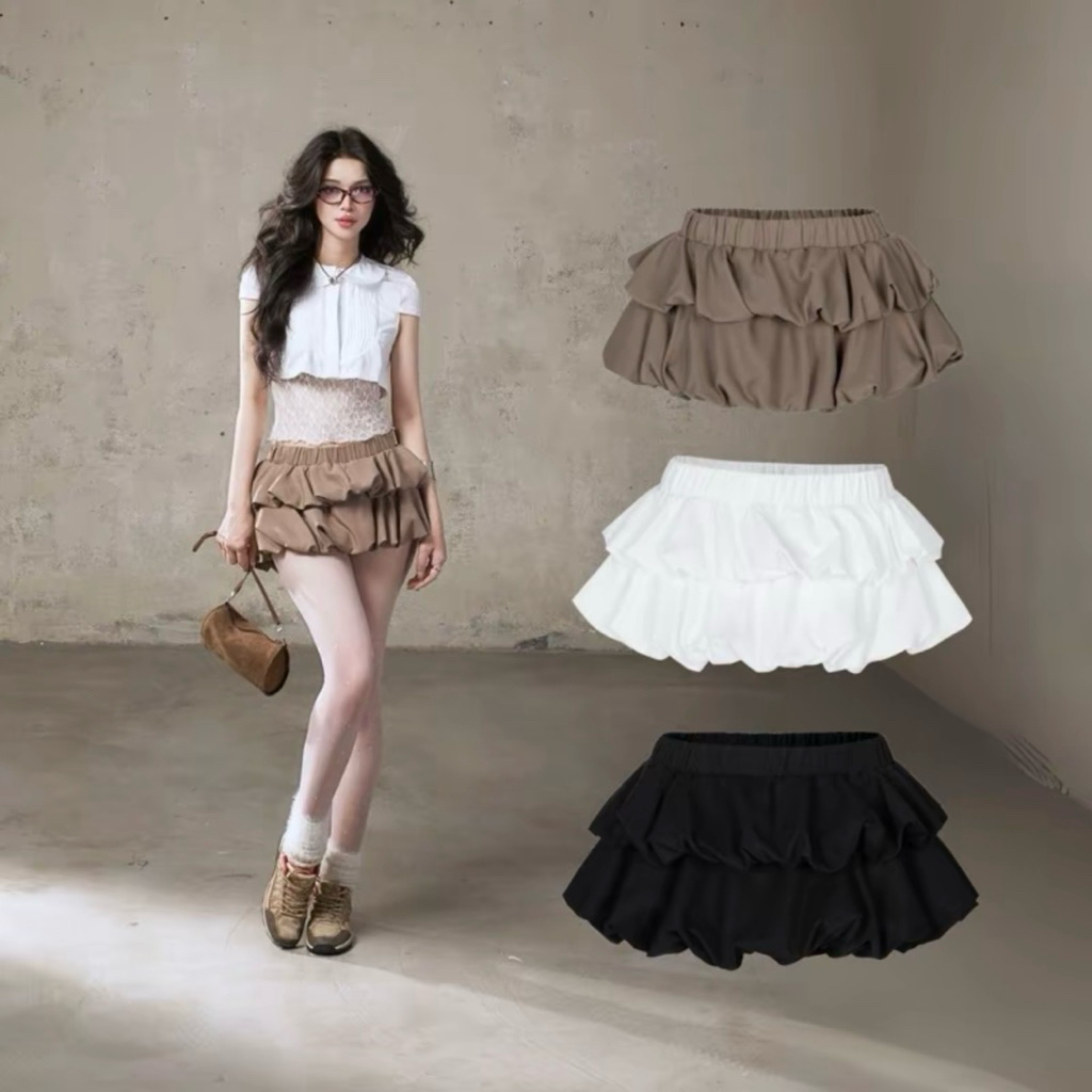[BIG SIZE FAT CAT] SHORT ROLLED PUMPKIN SKIRT BIGSIZE FORM 60-90KG