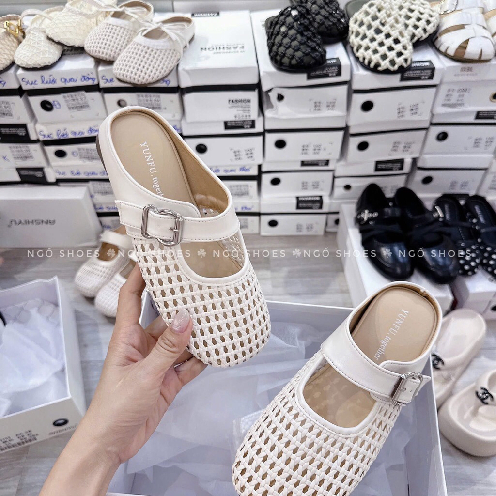 [STYLISH SHOES PHOTO] สายตาข่ายส้นเตี้ย QC Fullbox